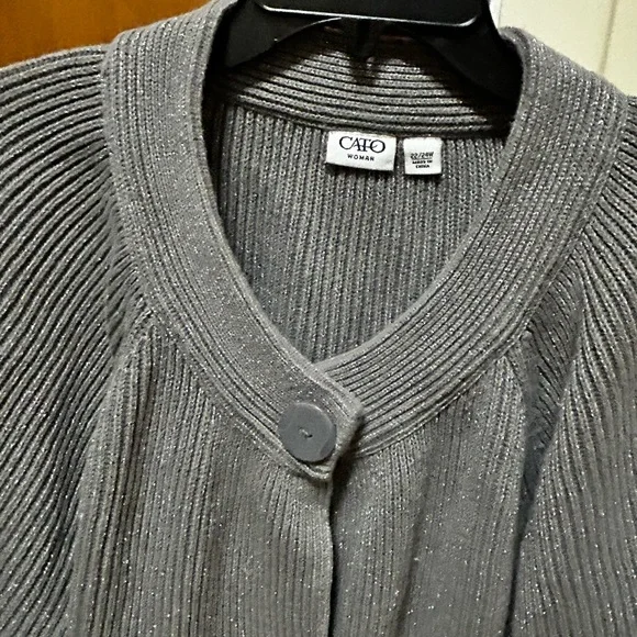 Cato Metallic Gray Ribbed Single-Button Cardigan - Picture 2 of 2